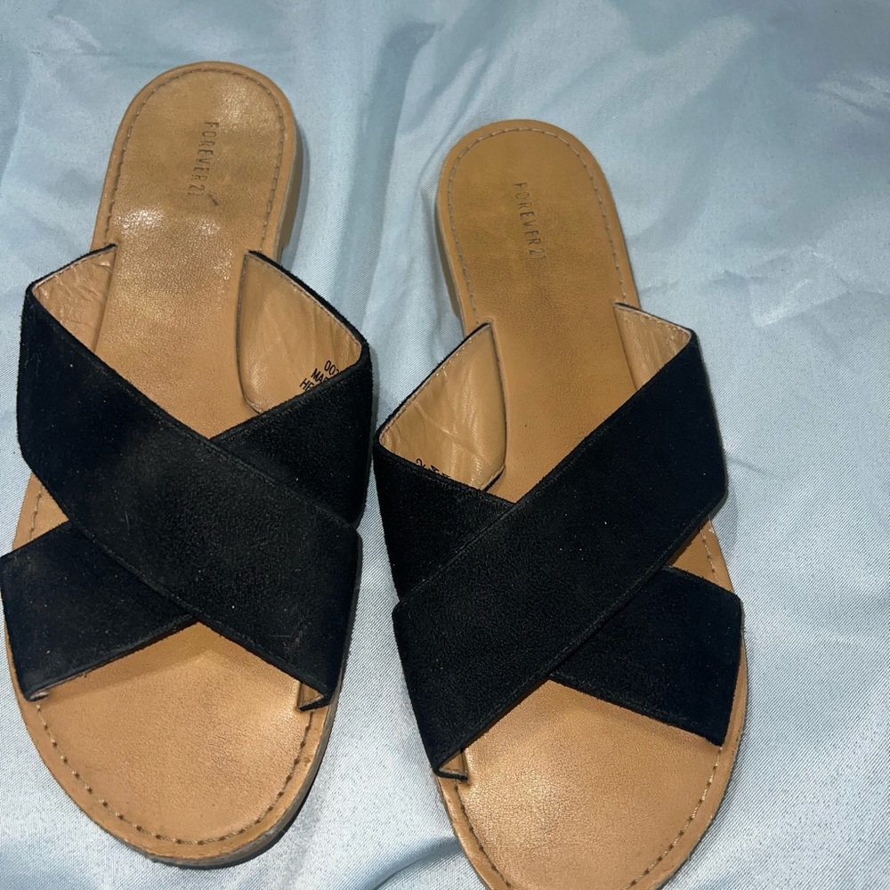 Forever 21Women's Black Slide Sandals